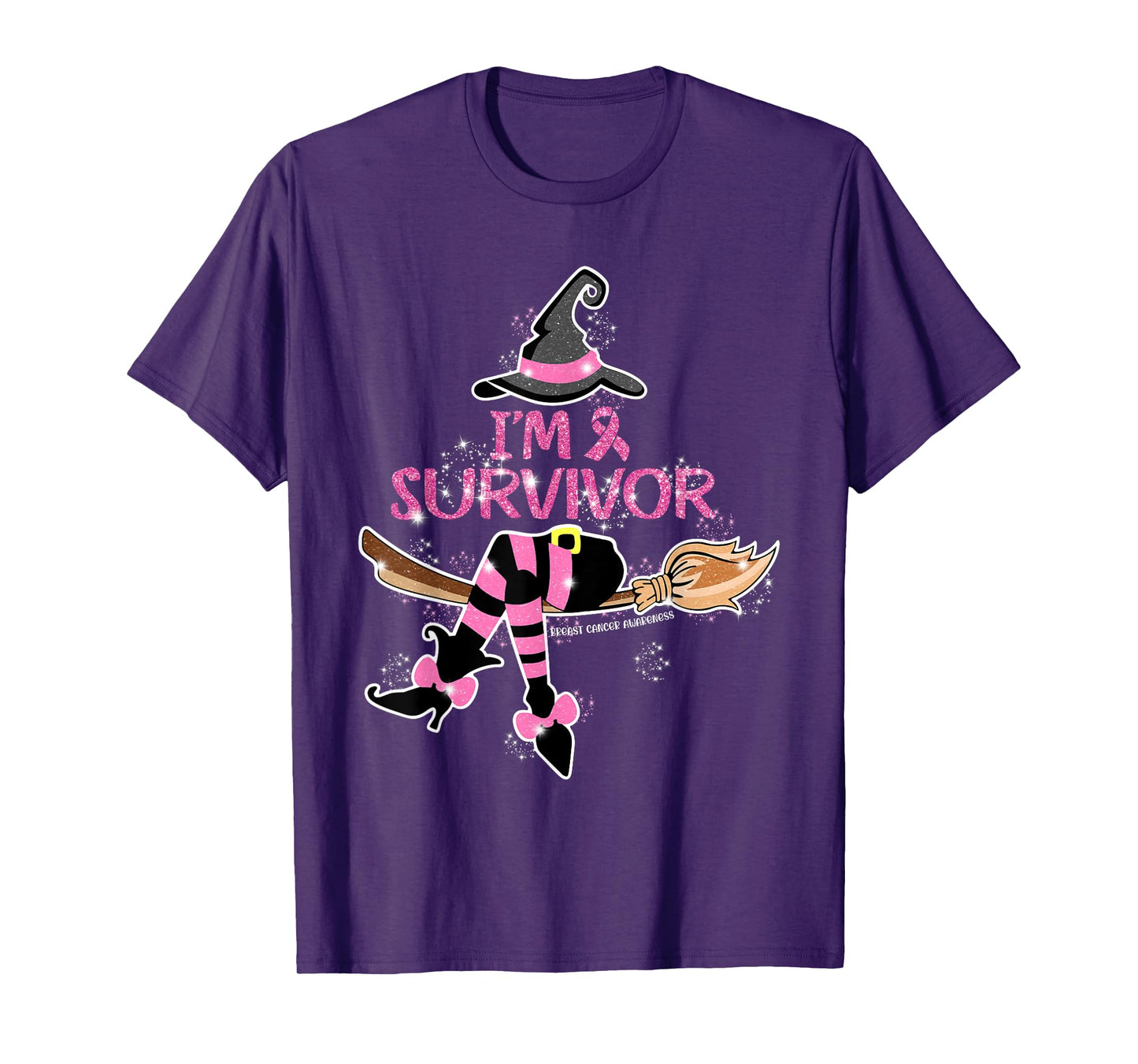 Witch I'm A Survivor Halloween Breast Cancer Awareness Women T-Shirt