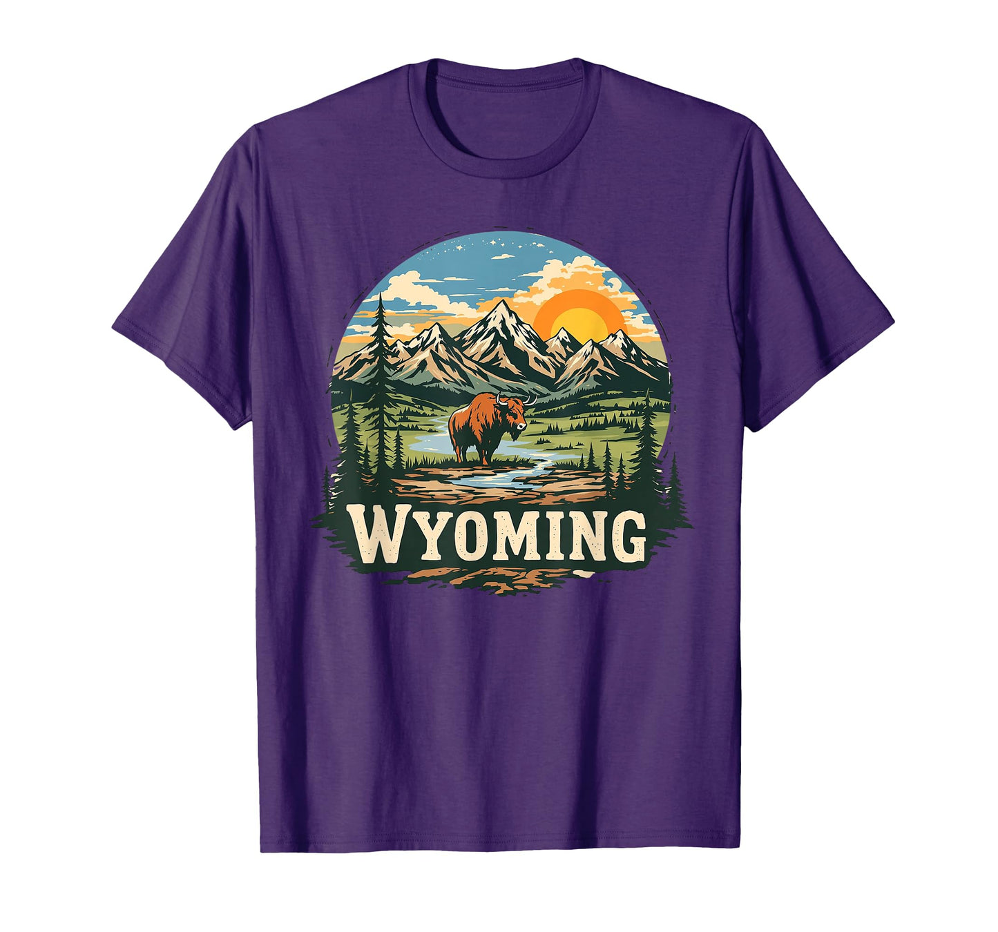 Wyoming Mountains and Buffalo Nature Scenic Wyoming T-Shirt