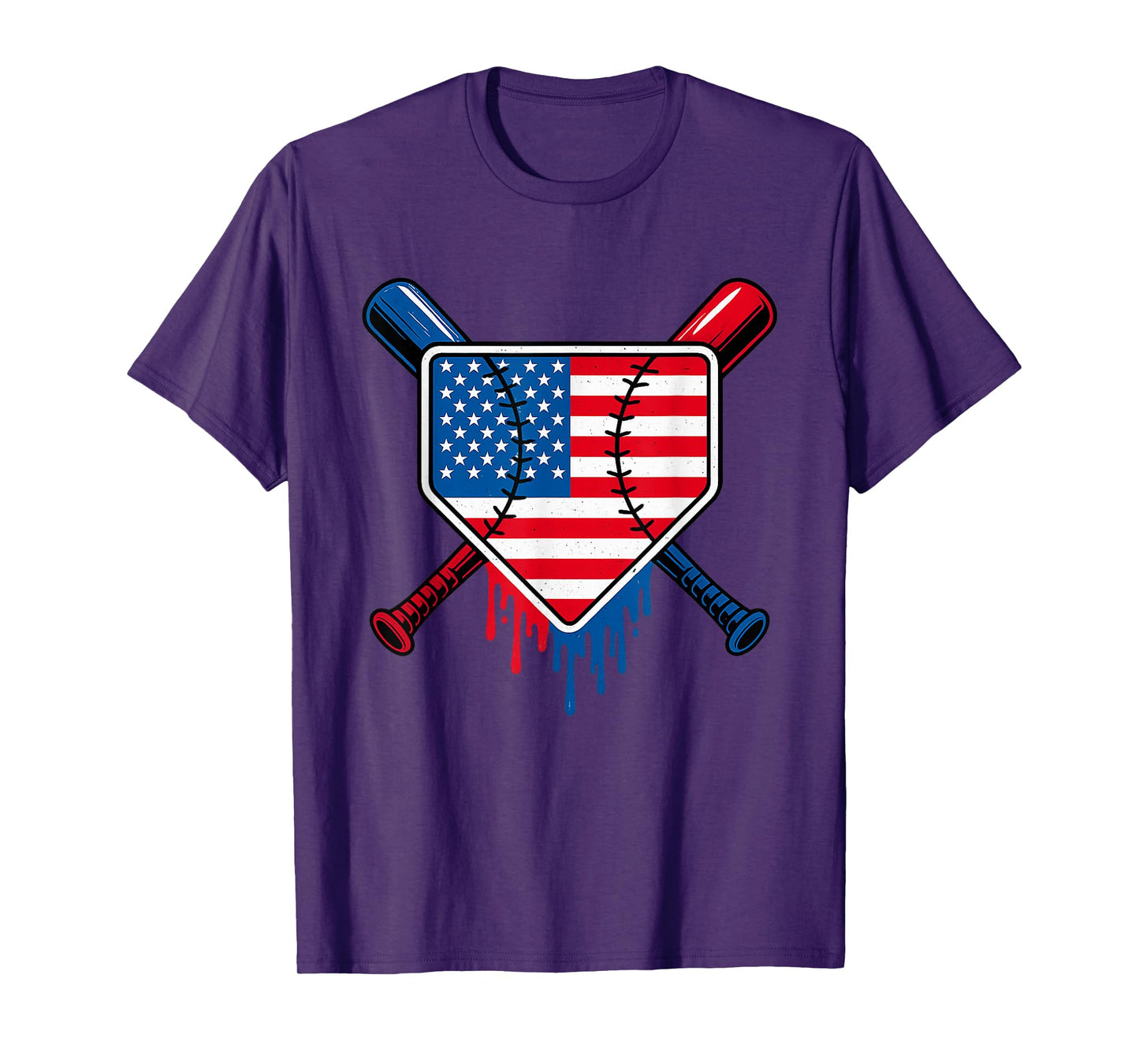 Baseball Drip Boys Ice Cream Patriotic American Flag T-Shirt