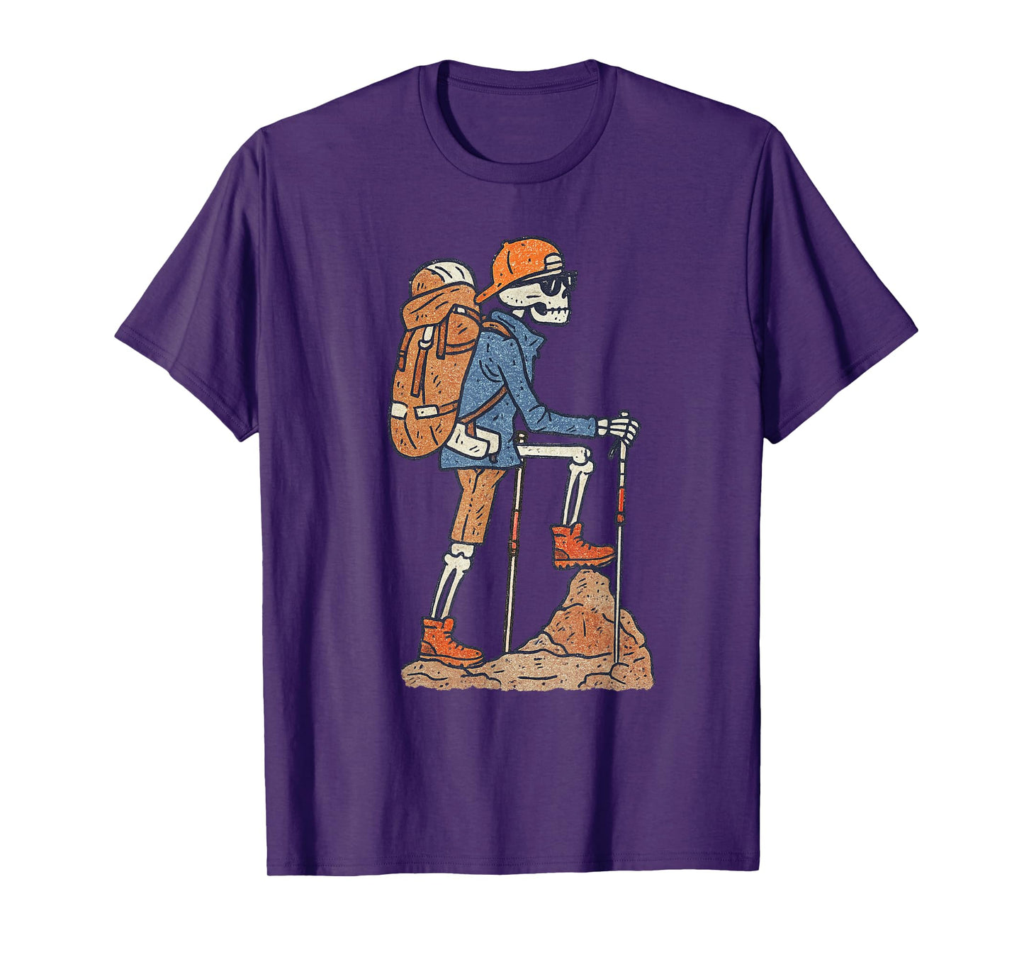Vintage Halloween Skeleton Hiking Funny Spooky Costume T-Shirt