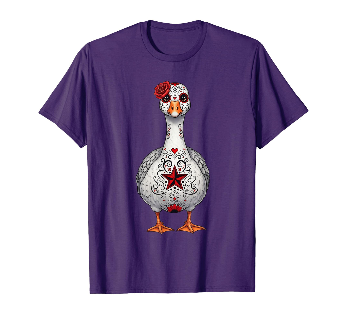 Cute Sugar Skull Goose Halloween Graphic T-Shirt