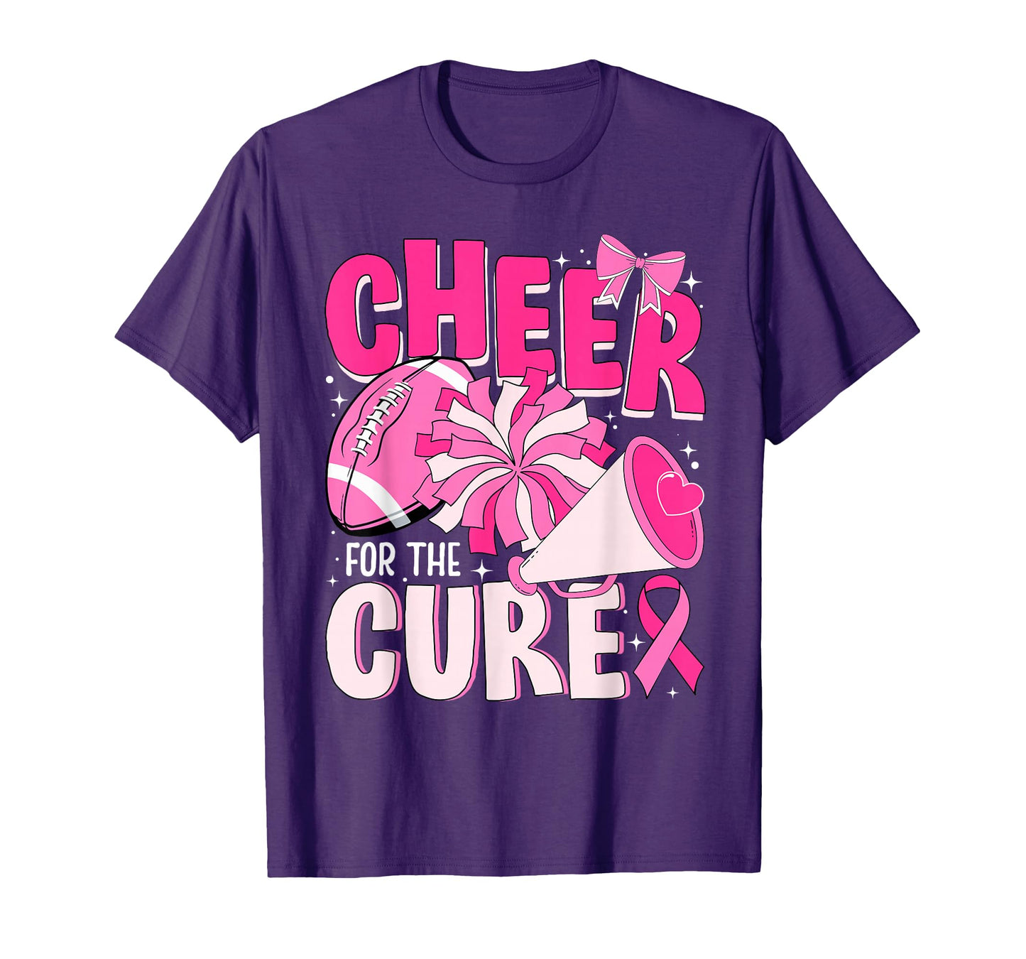 Cheer For The Cure Pink Ribbon Football Tee T-Shirt