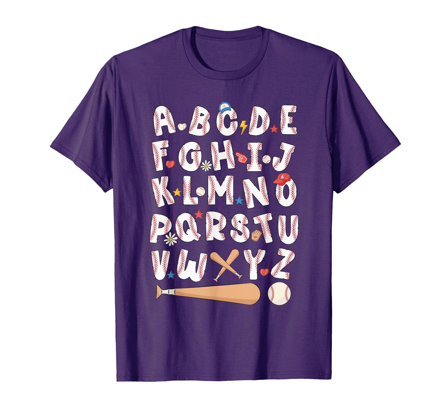 Alphabet Baseball ABCs Letters Kids Boys Girls Teacher T-Shirt