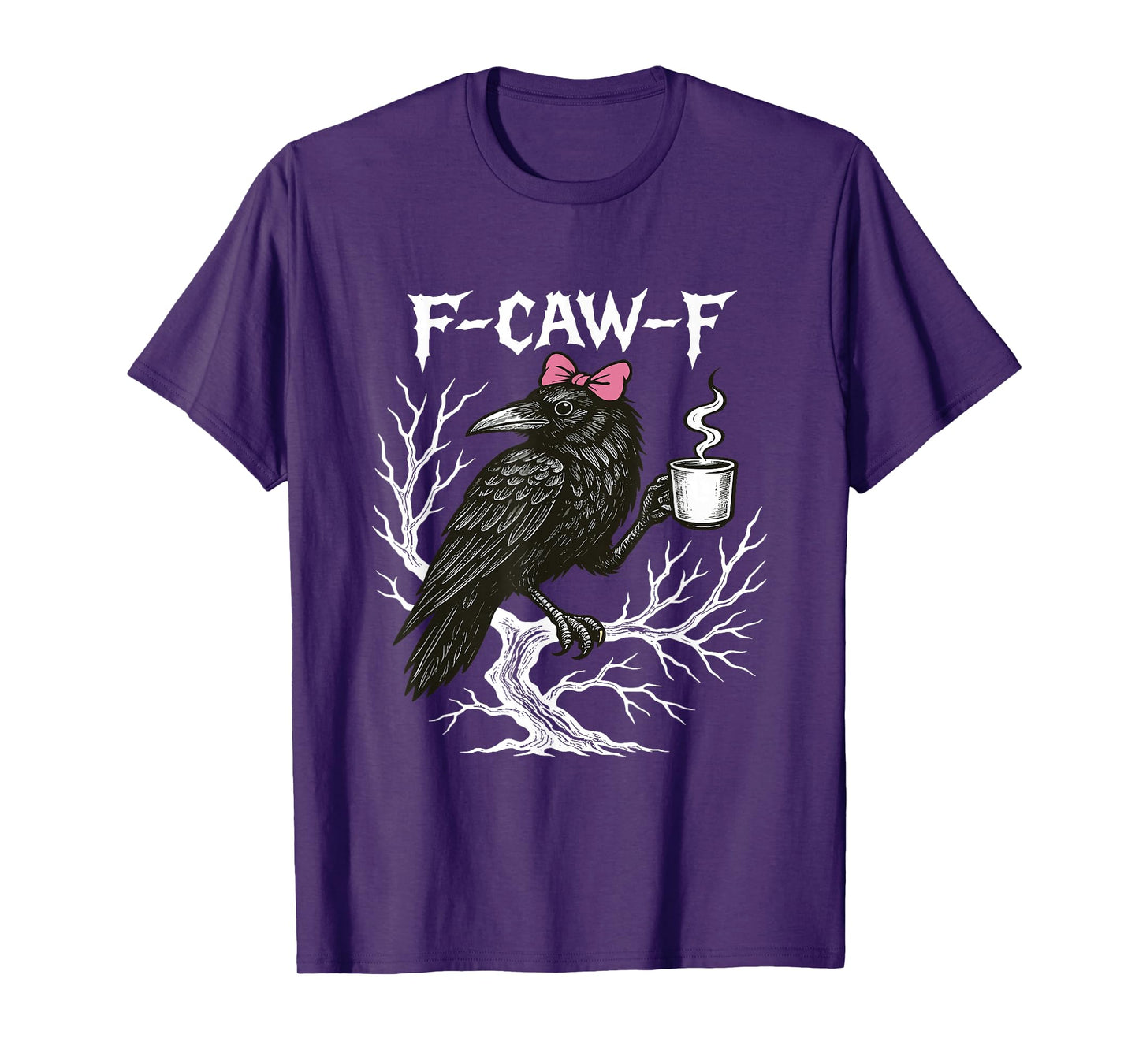 Coquette Bow Crow Raven F-CAW-F Halloween Dark Bird Spooky T-Shirt