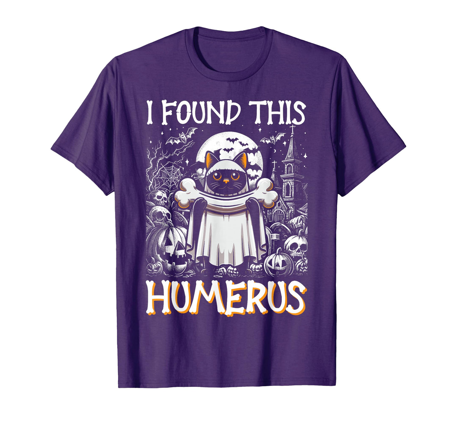 I Found This Humerus - Funny Cat Halloween T-Shirt