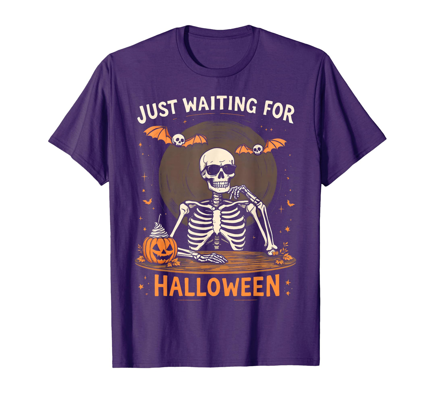 Funny Skeleton Party Costume Just Waiting for Halloween T-Shirt