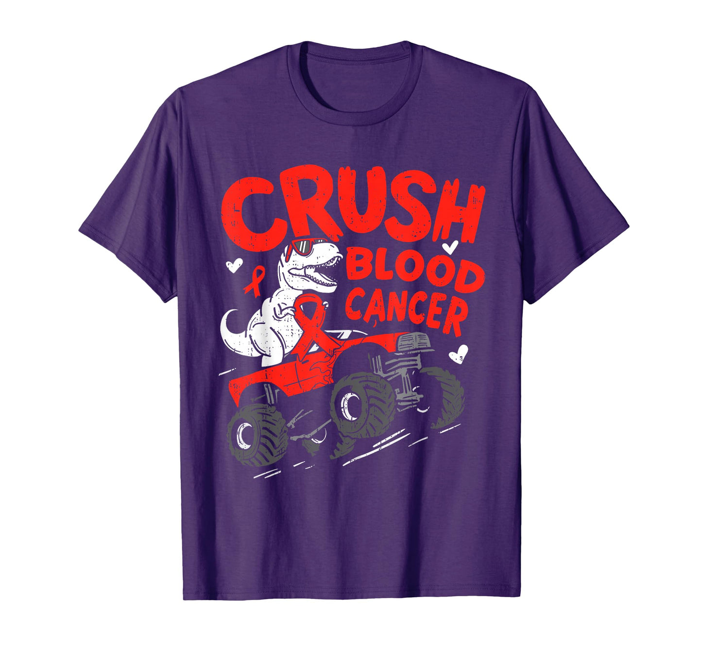 Crush Blood Cancer Awareness Dino T Rex Ribbon Red Boy Kid T-Shirt