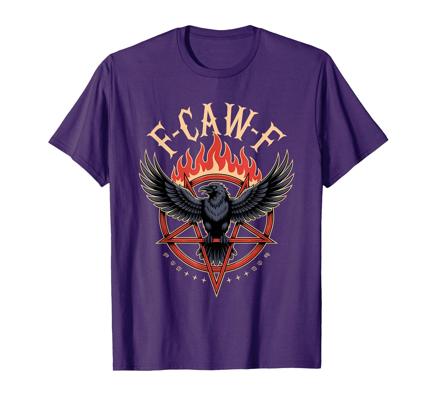 F-Caw-F Crow with Flames Pentagram T-Shirt