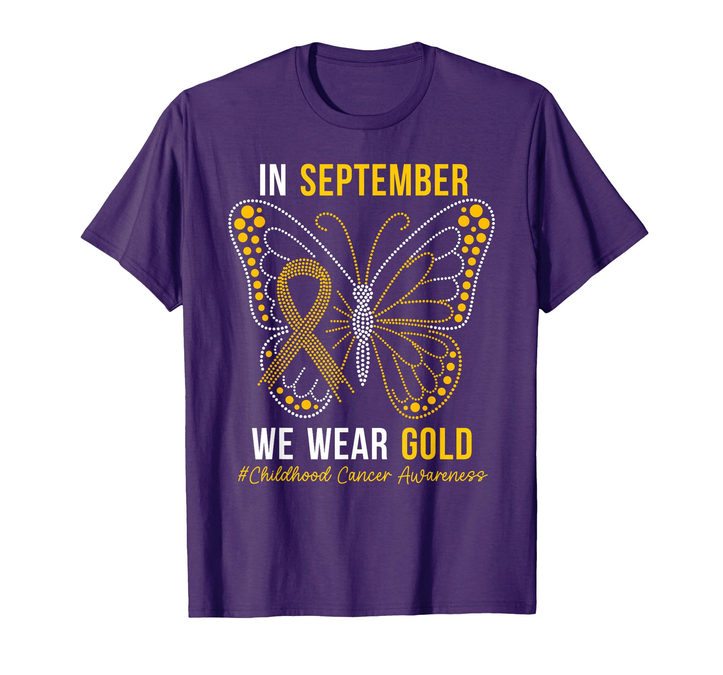 in September We Wear Gold Butterfly Childhood Cancer Kids T-Shirt