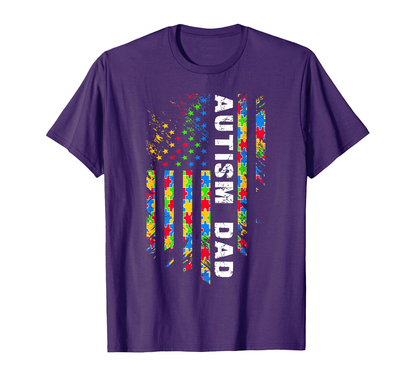 Autism Dad Awareness American Flag USA Men Women Kids T-Shirt