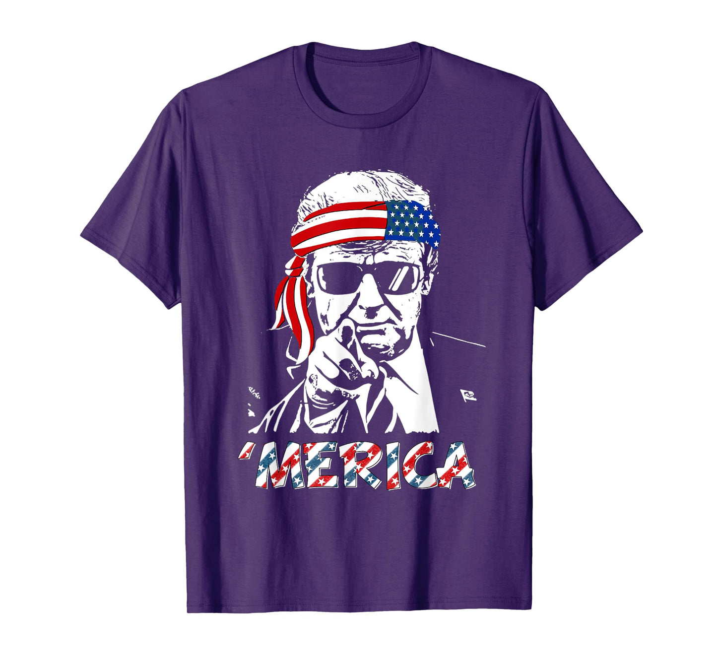 'MERICA TRUMP Happy 4th Of July Trump American Flag T-Shirt for Women Men