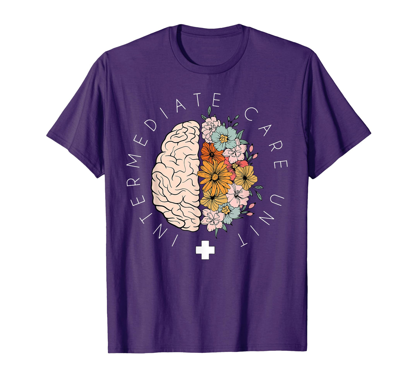 Floral Brain IMCU Intermediate Care Unit Nurse Appreciation T-Shirt