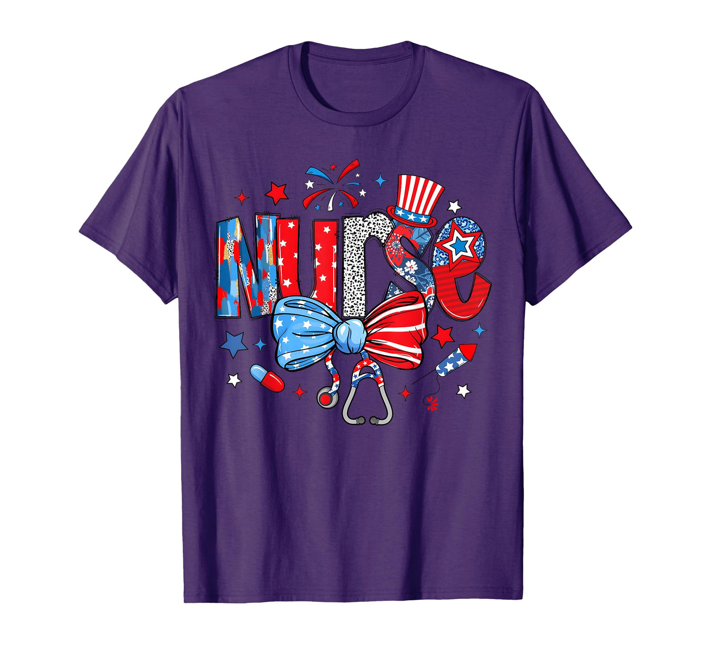 4th Of July Nurse American Flag Fourth Of July Independence T-Shirt