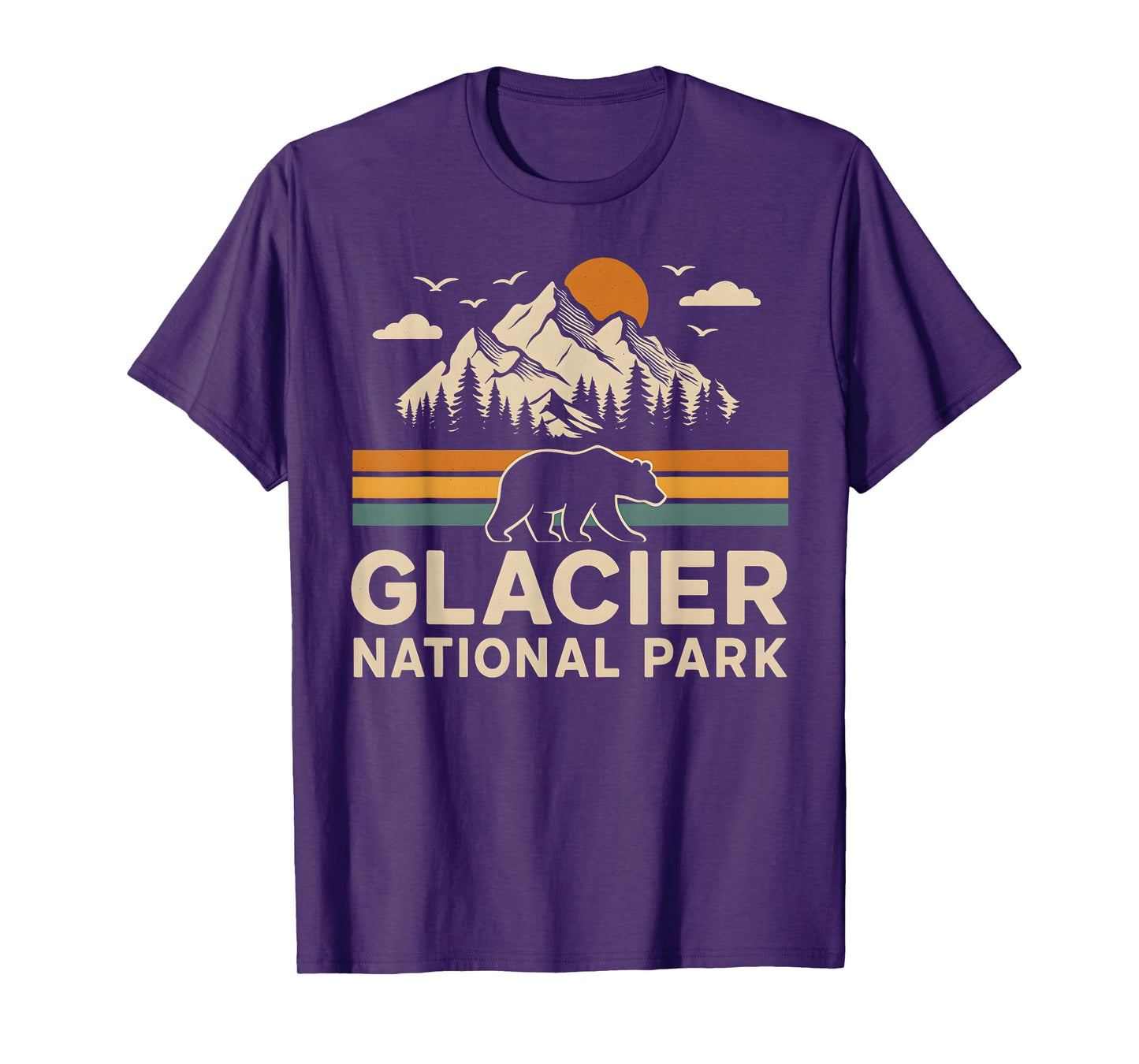 Glacier National Park Montana Outdoor Hiking Retro Vintage T-Shirt