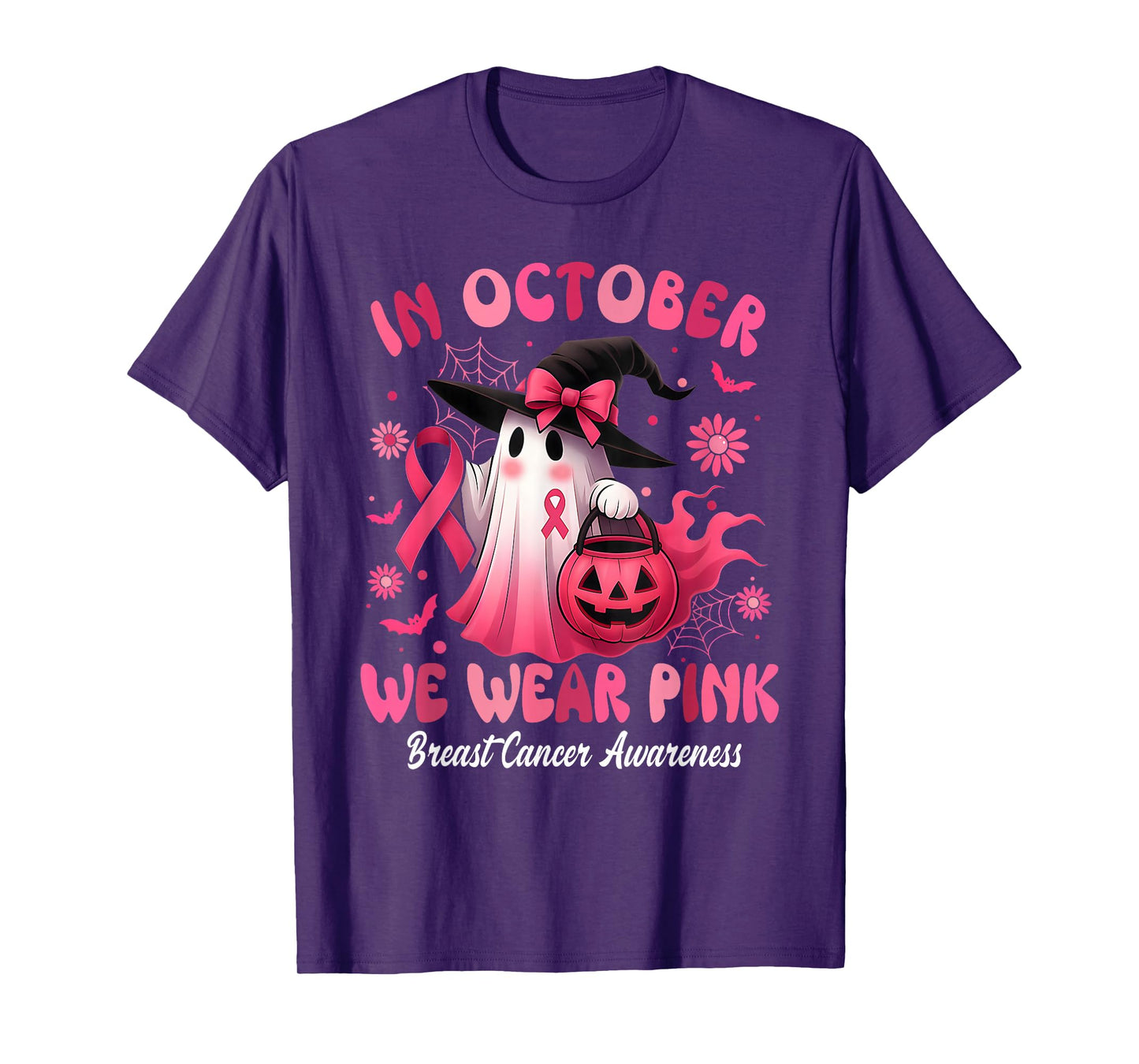 Breast Cancer Women Halloween in October We Wear Pink T-Shirt