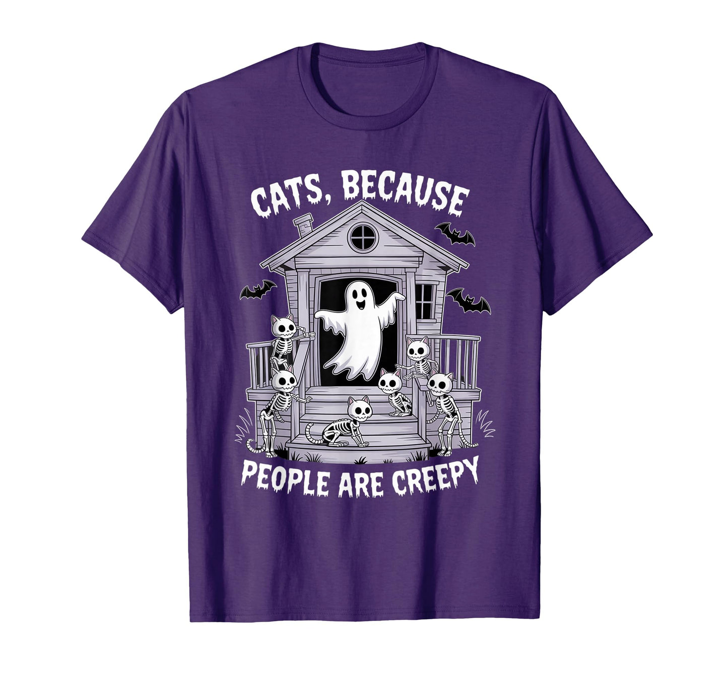 Cats Because People are Creepy Ghost Halloween Cat Mom Kids T-Shirt