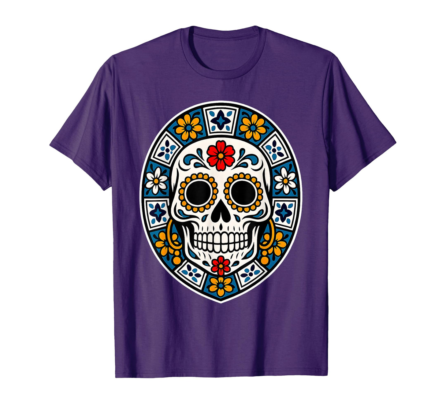 De Los Muertos Sugar Skull Skeleton Flower Halloween Costume T-Shirt