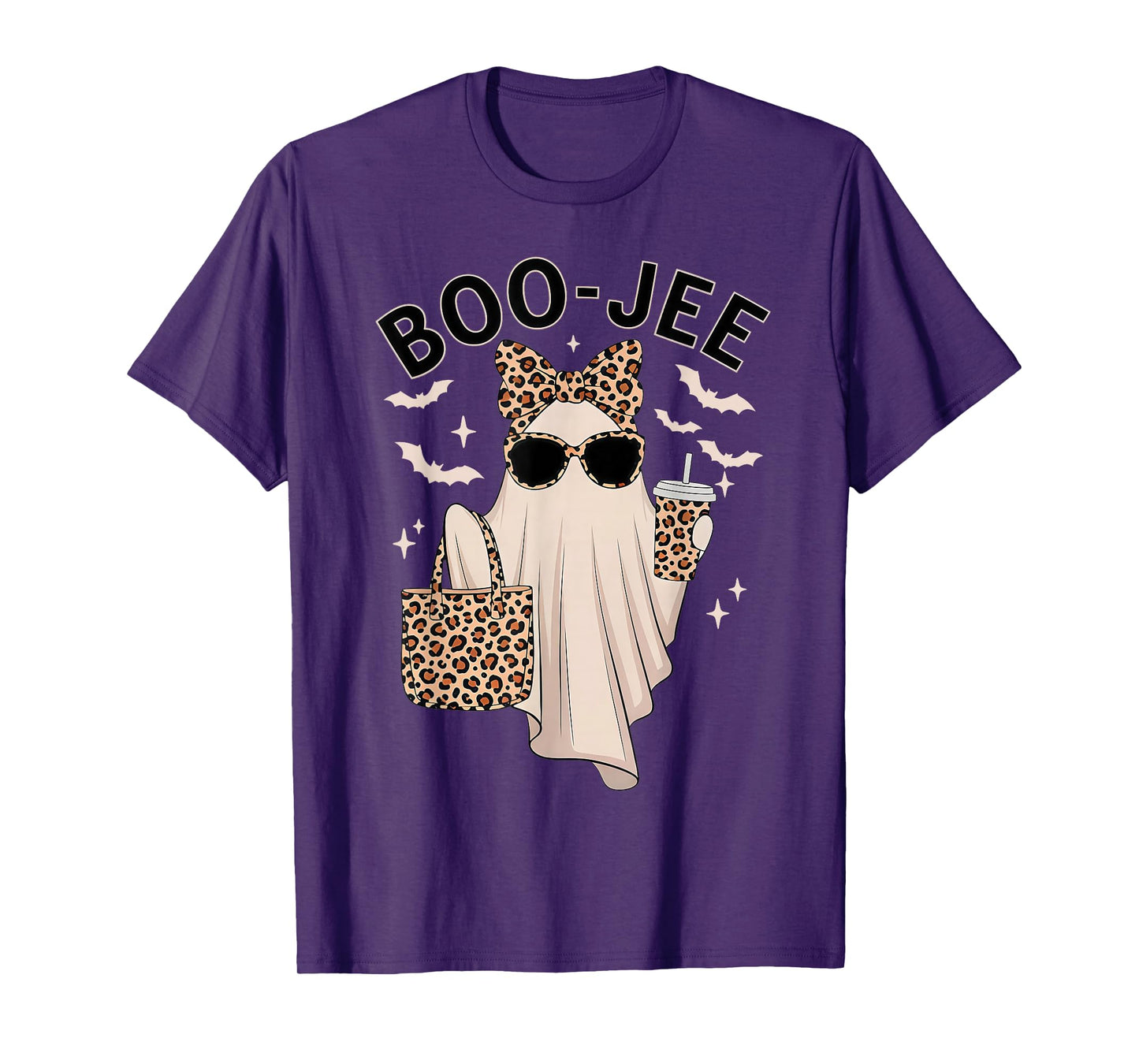 Coquette Leopard Ghost Coffee Boo-JEE Halloween Boujee Ghost T-Shirt