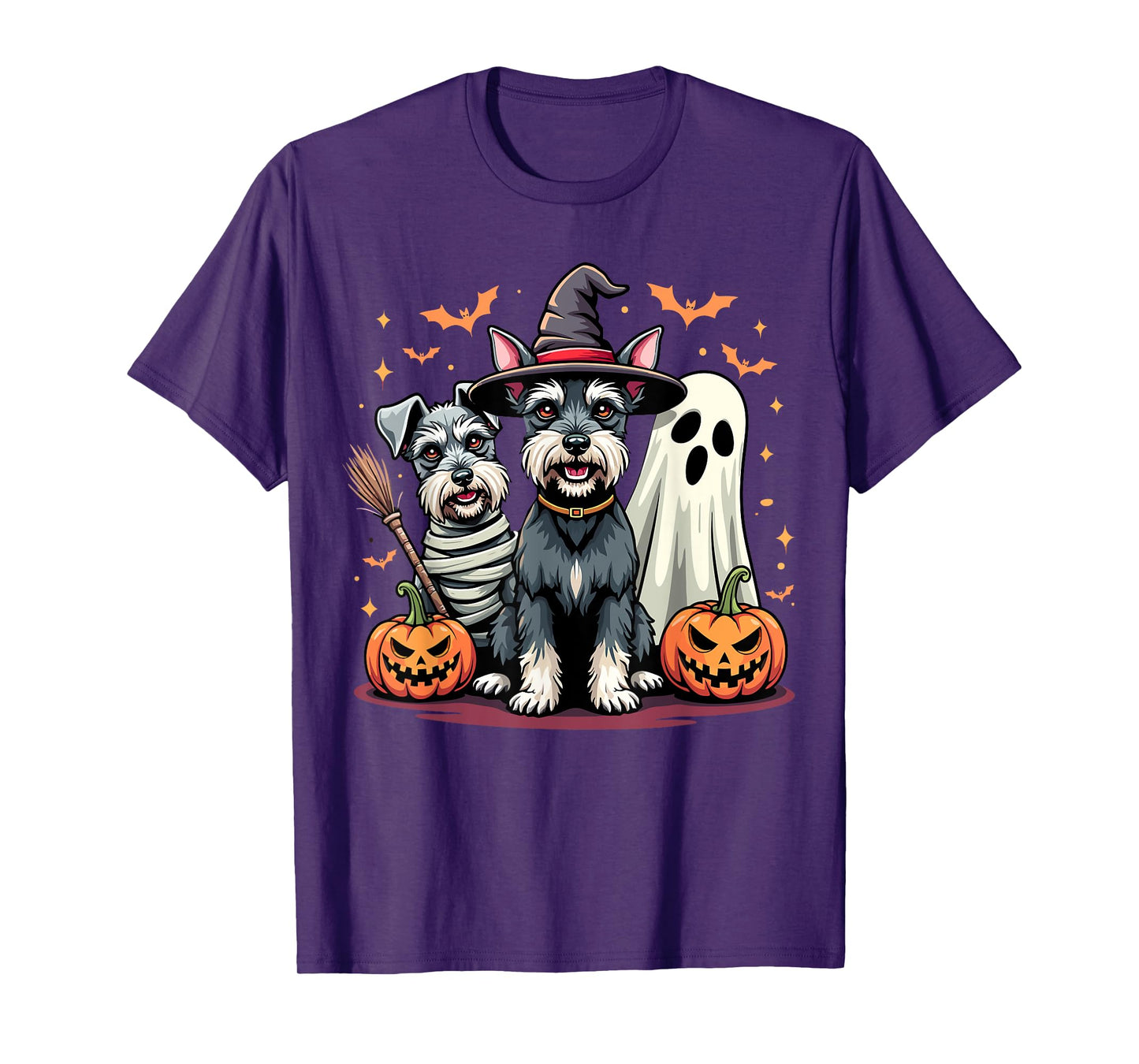 Miniature Schnauzer Halloween Costume Mummy Witch Ghost Dog T-Shirt