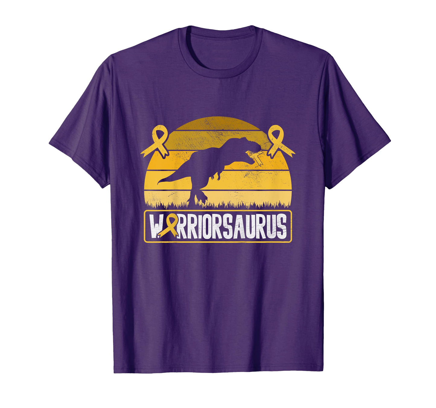 Warriorsaurus Childhood Cancer Awareness Warrior Gold Ribbon T-Shirt