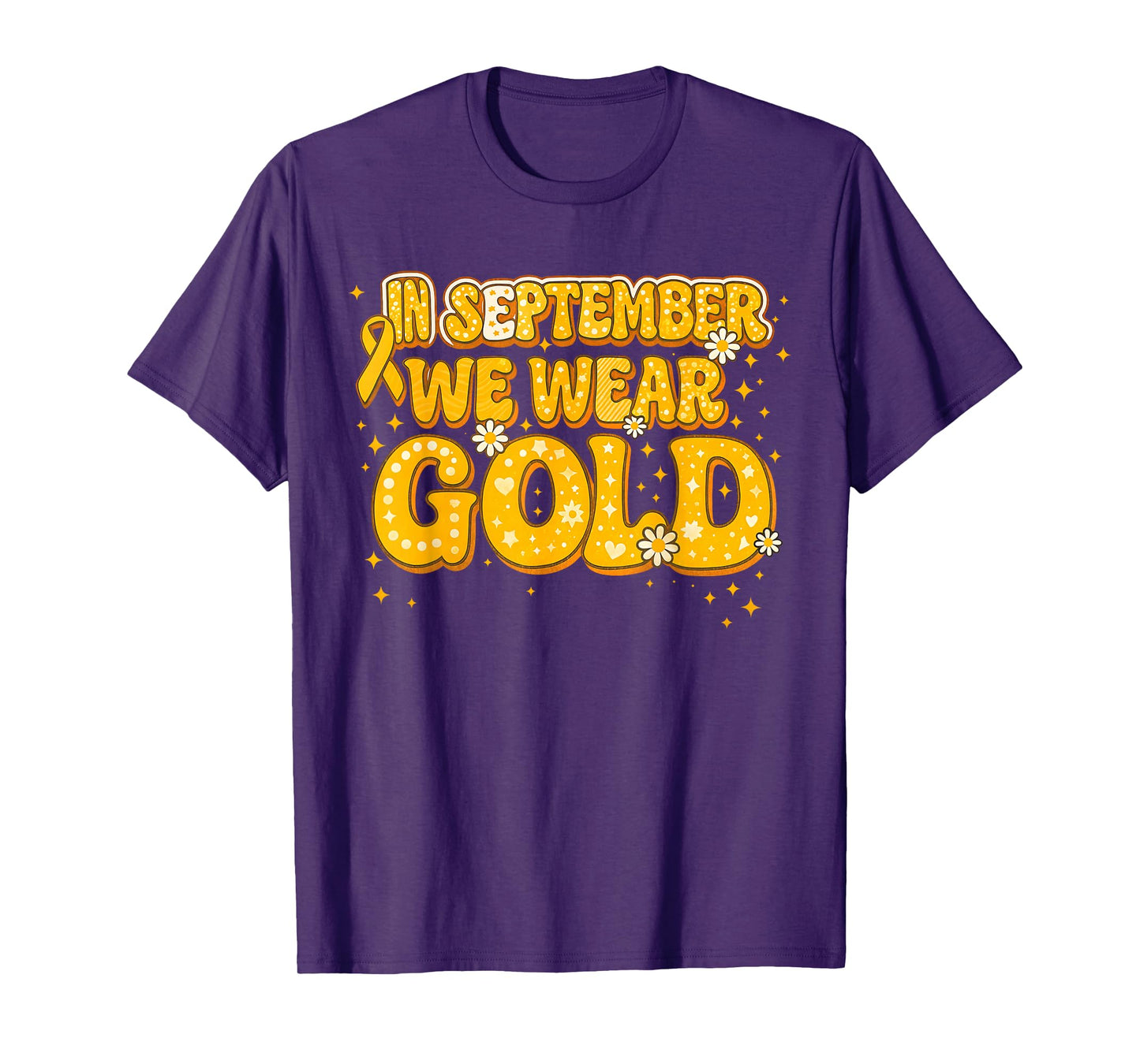 Groovy in September We Wear Gold Childhood Cancer Awareness T-Shirt