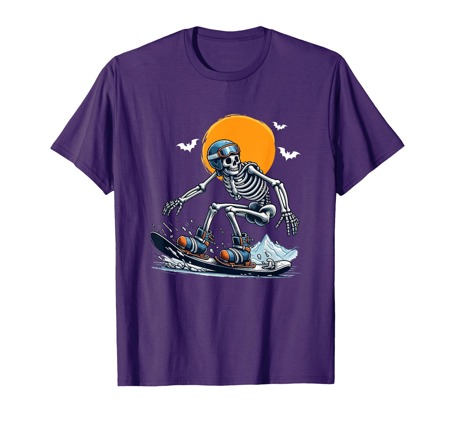 Skeleton Snowboarding Halloween Costume Sports Lover Family T-Shirt