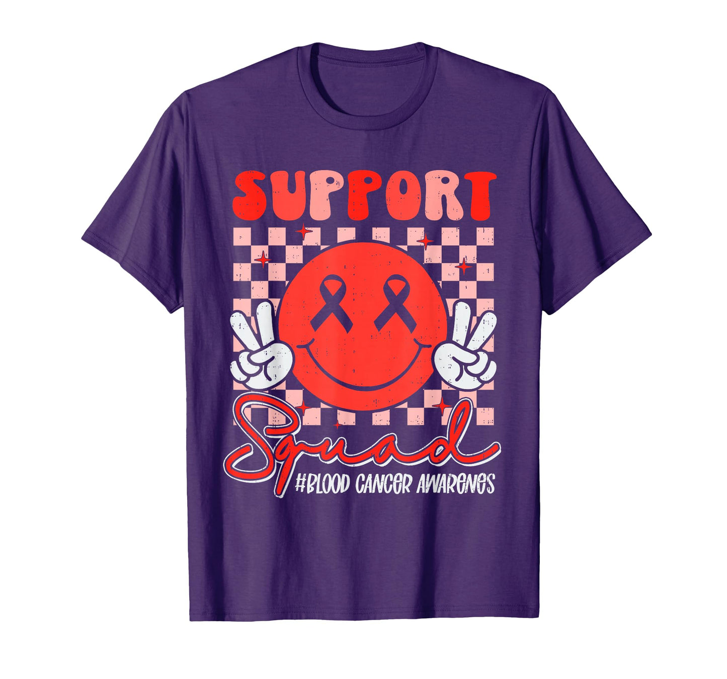 Blood Cancer Awareness Smile Ribbon Red Support Boy Kid Girl T-Shirt