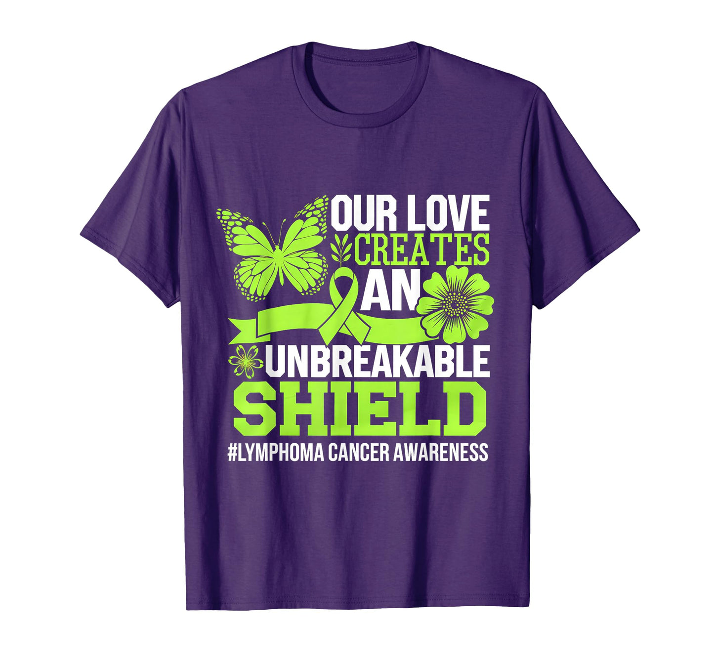 Green Ribbon Unbreakable Shield Lymphoma Cancer Awareness T-Shirt