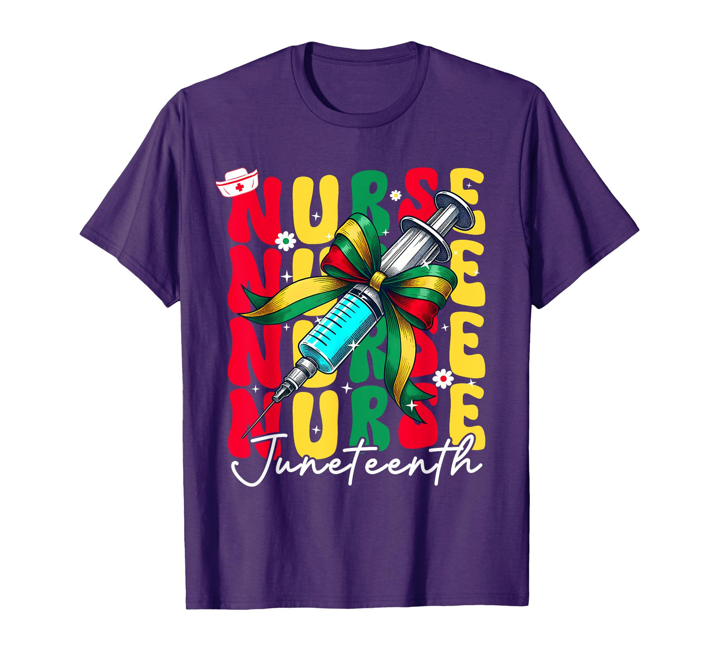 Juneteenth Nurse Groovy African Scrubs Top Bow Black Women T-Shirt