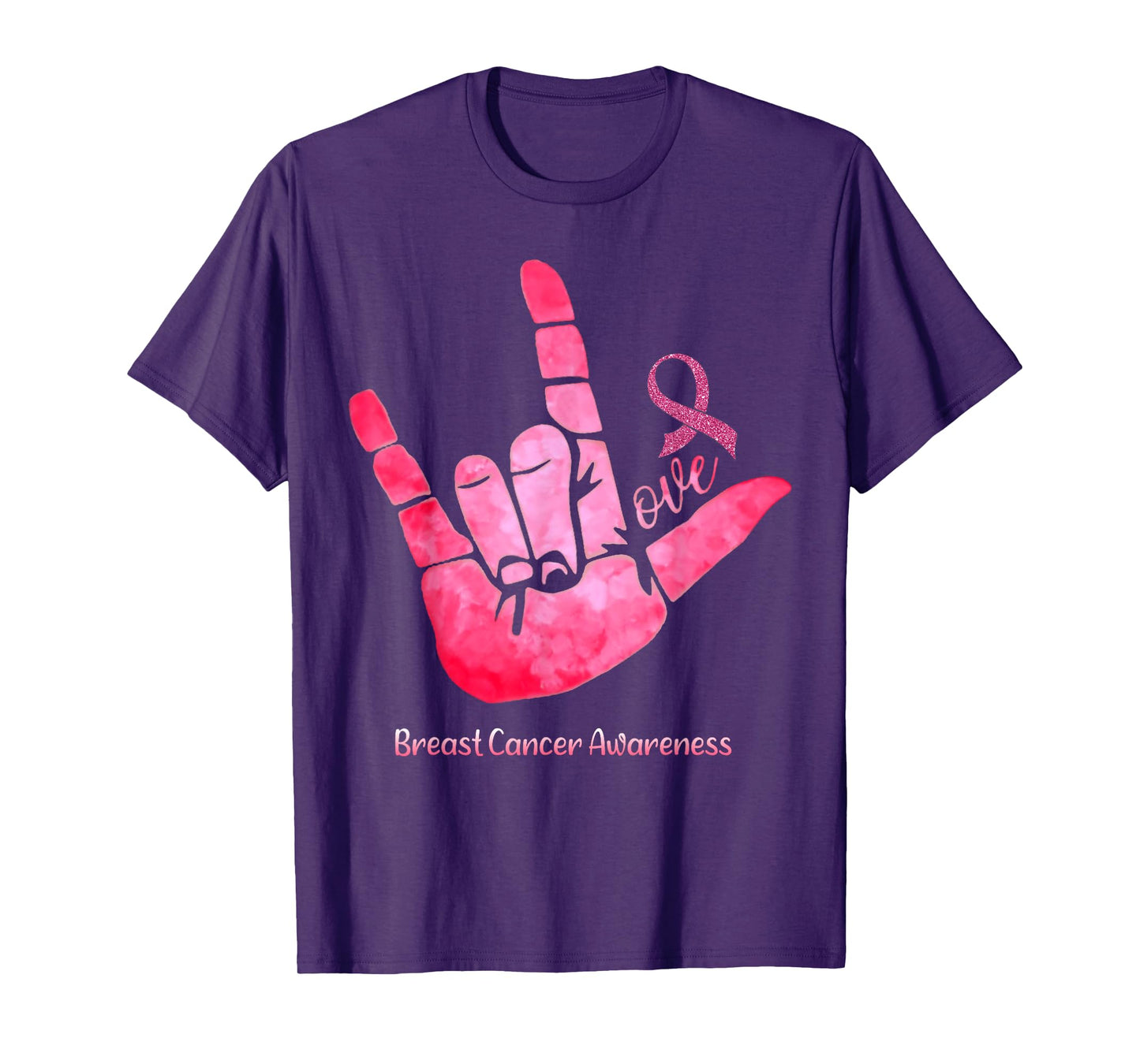 ASL Sign Love Breast Cancer Awareness Pink Ribbon Warriors T-Shirt