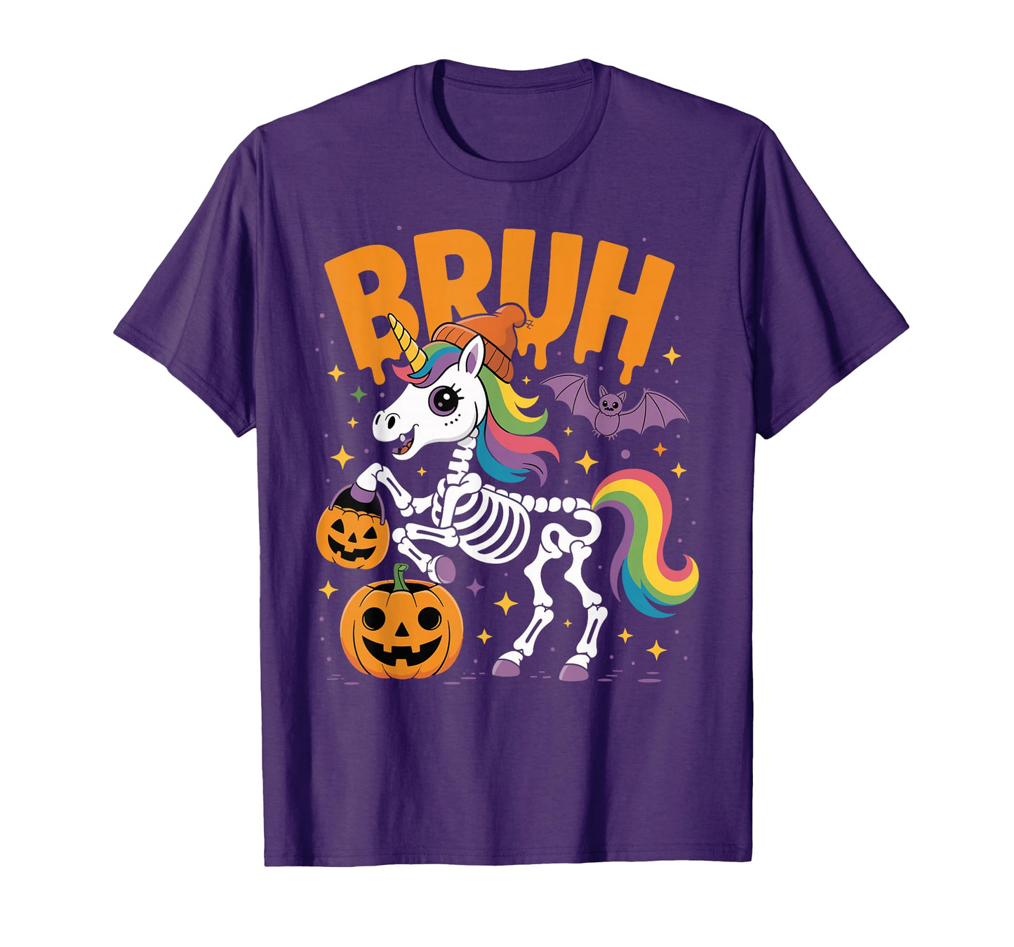 Bruh Skeleton Unicorn Halloween Costume T-Shirt