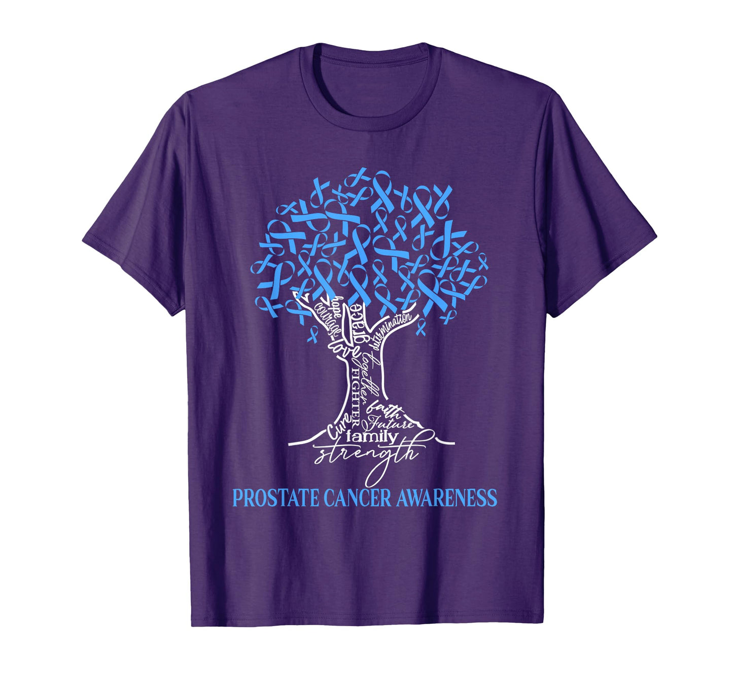 Prostate Cancer Awareness Tree Ribbon Blue T-Shirt