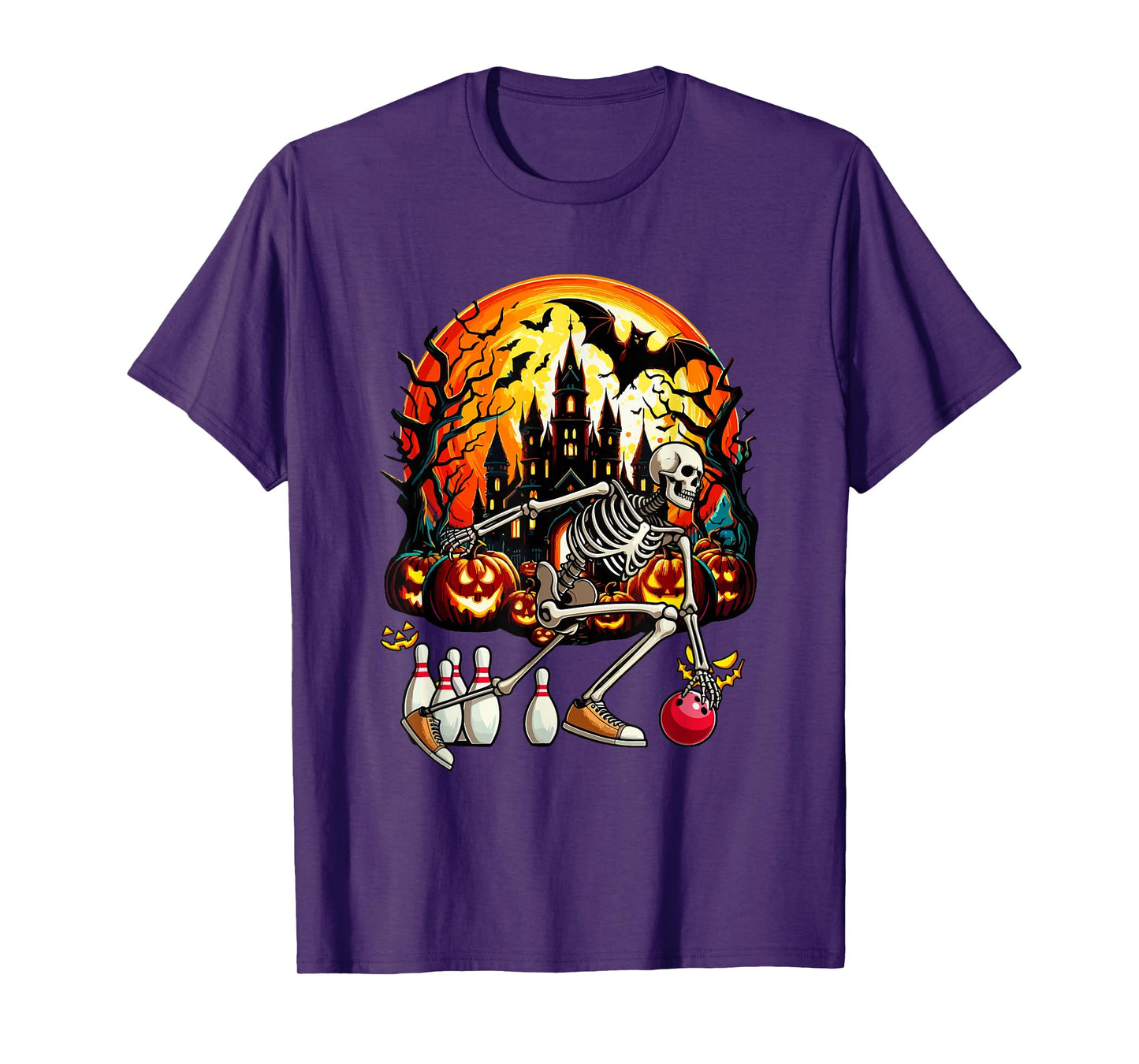 Bowling Player Sports Lover Costume Halloween Skeleton T-Shirt