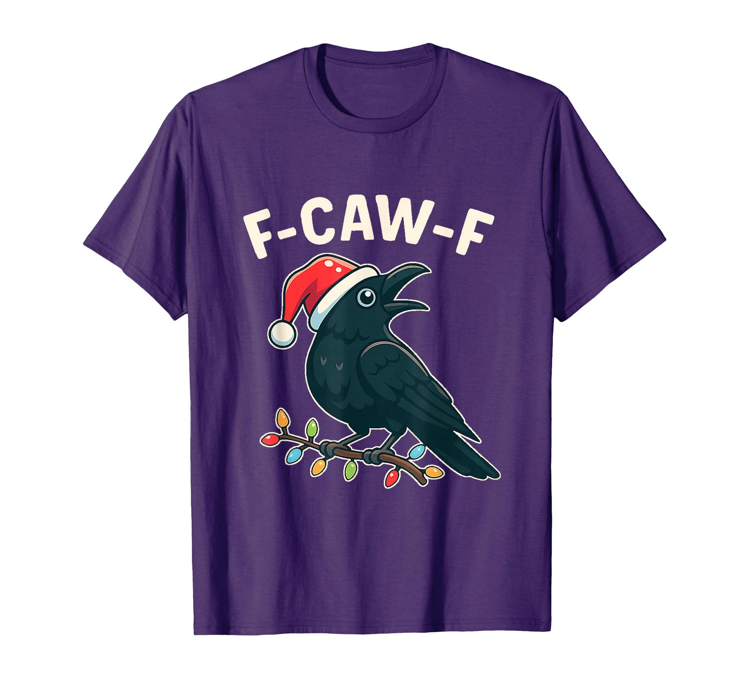 Funny Crow F-Caw-F Black Bird, Gothic Christmas Santa Hat T-Shirt
