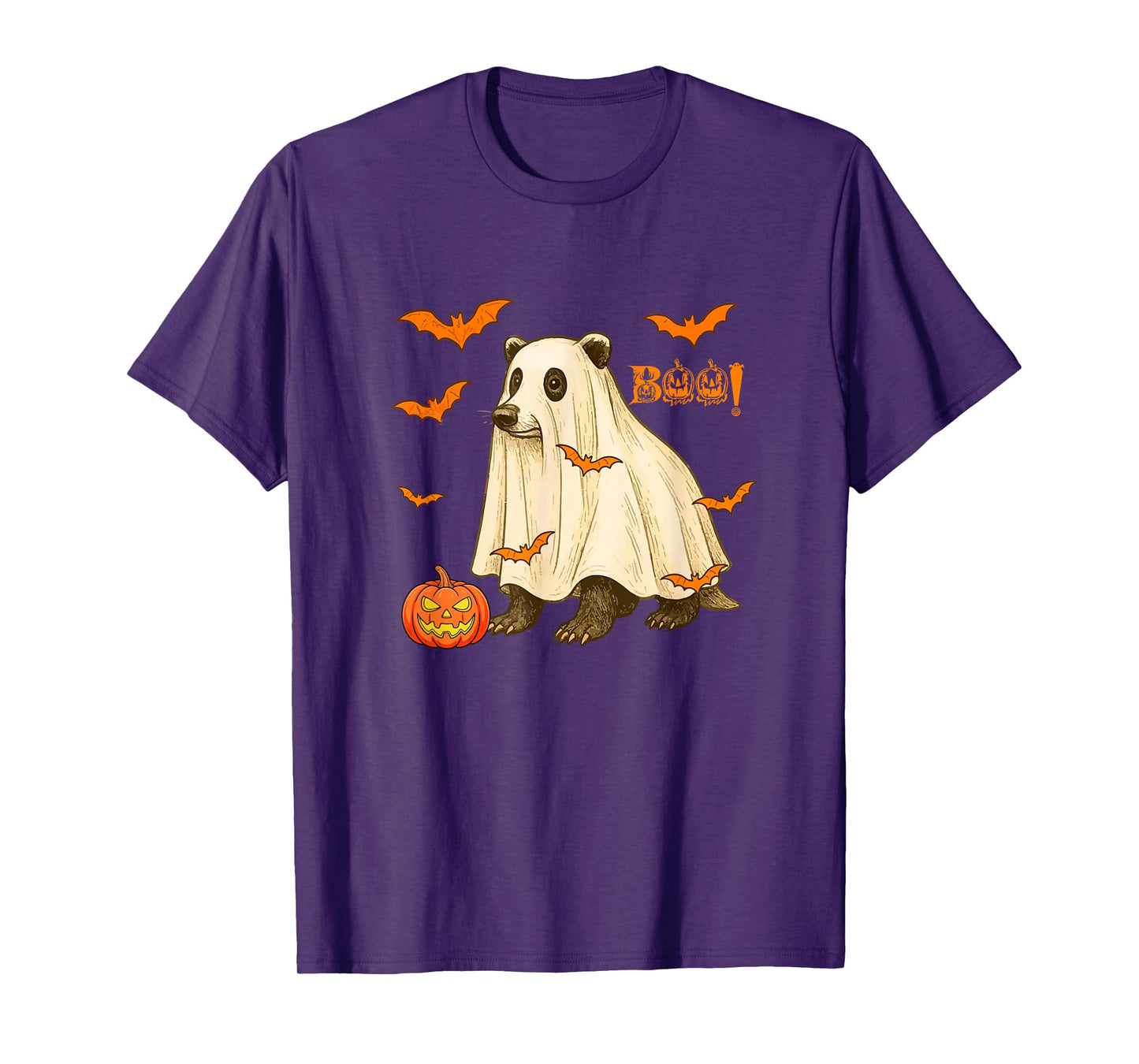 Boo Halloween Badger Cosplay Ghost Costume Animal Lover T-Shirt