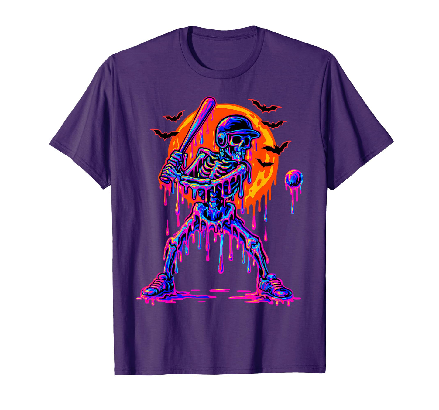 Drip Skeleton Batting Baseball Halloween T-Shirt