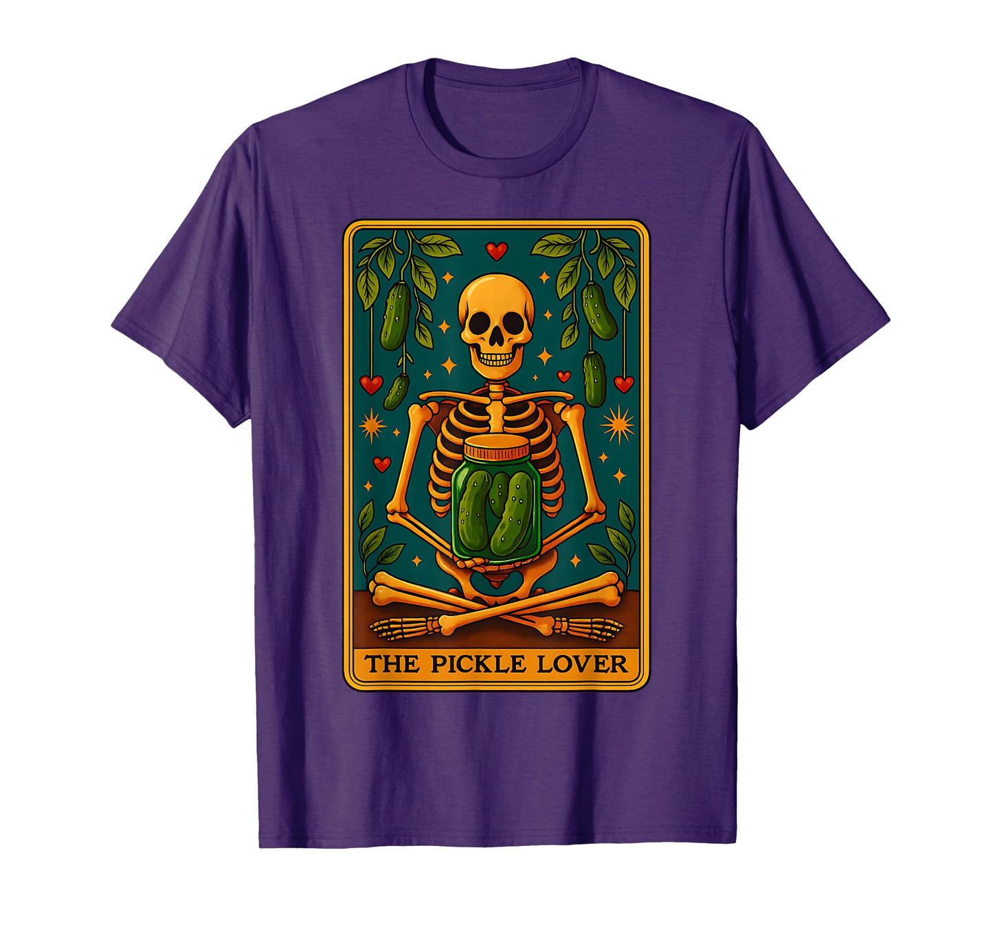 The Pickle Lover Tarot Card Funny Pickle Foodie Skeleton T-Shirt