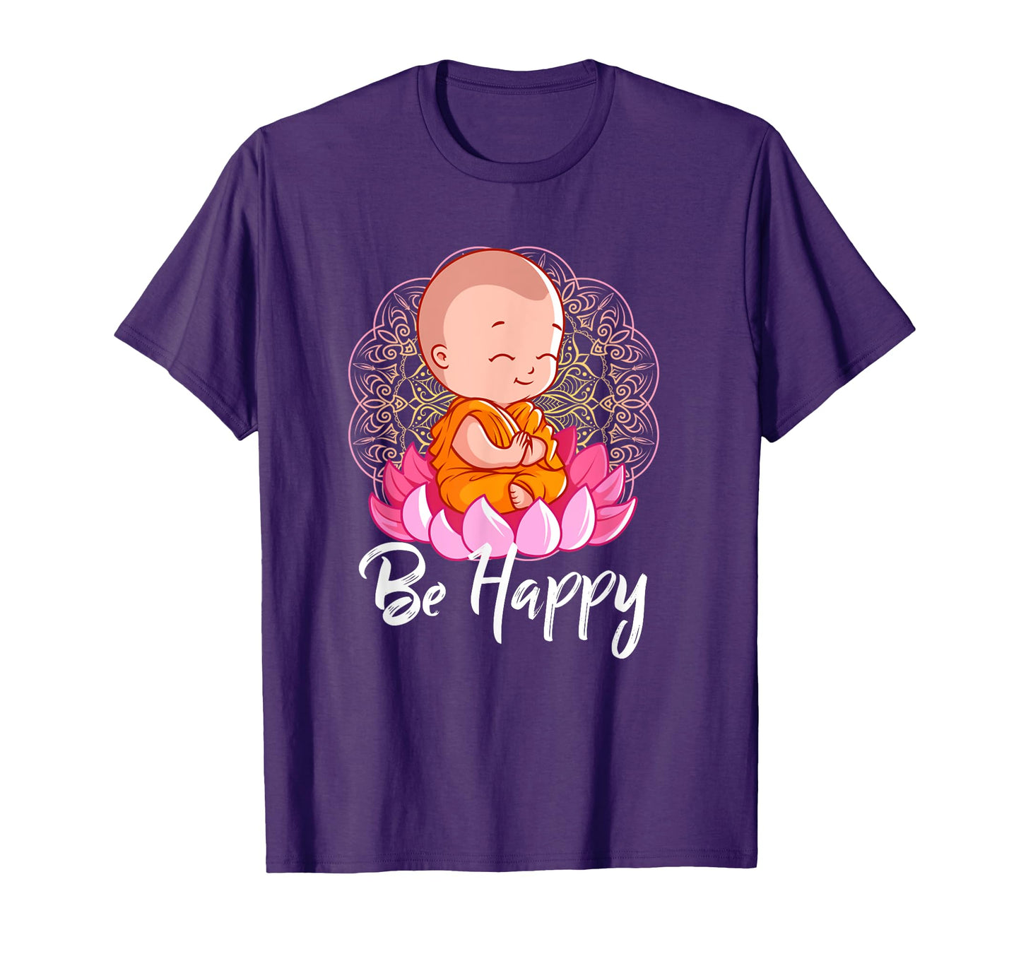 Be Happy shirt Zen Little Baby Buddha tshirt Mandala T-Shirt