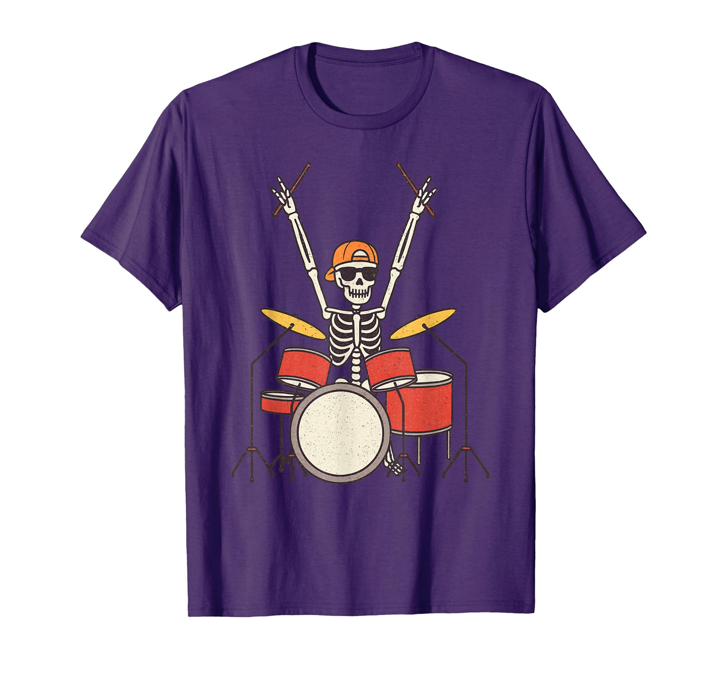 Vintage Halloween Skeleton Drummer Funny Spooky Costume T-Shirt