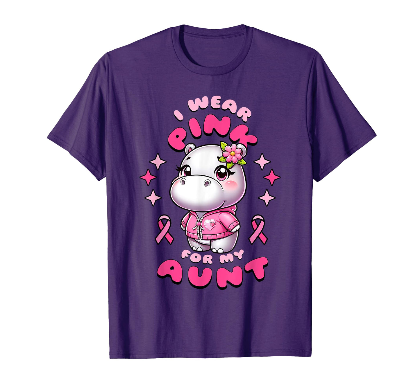 I Wear Pink For My Aunt Hippopotamus In October We Wear Pink T-Shirt