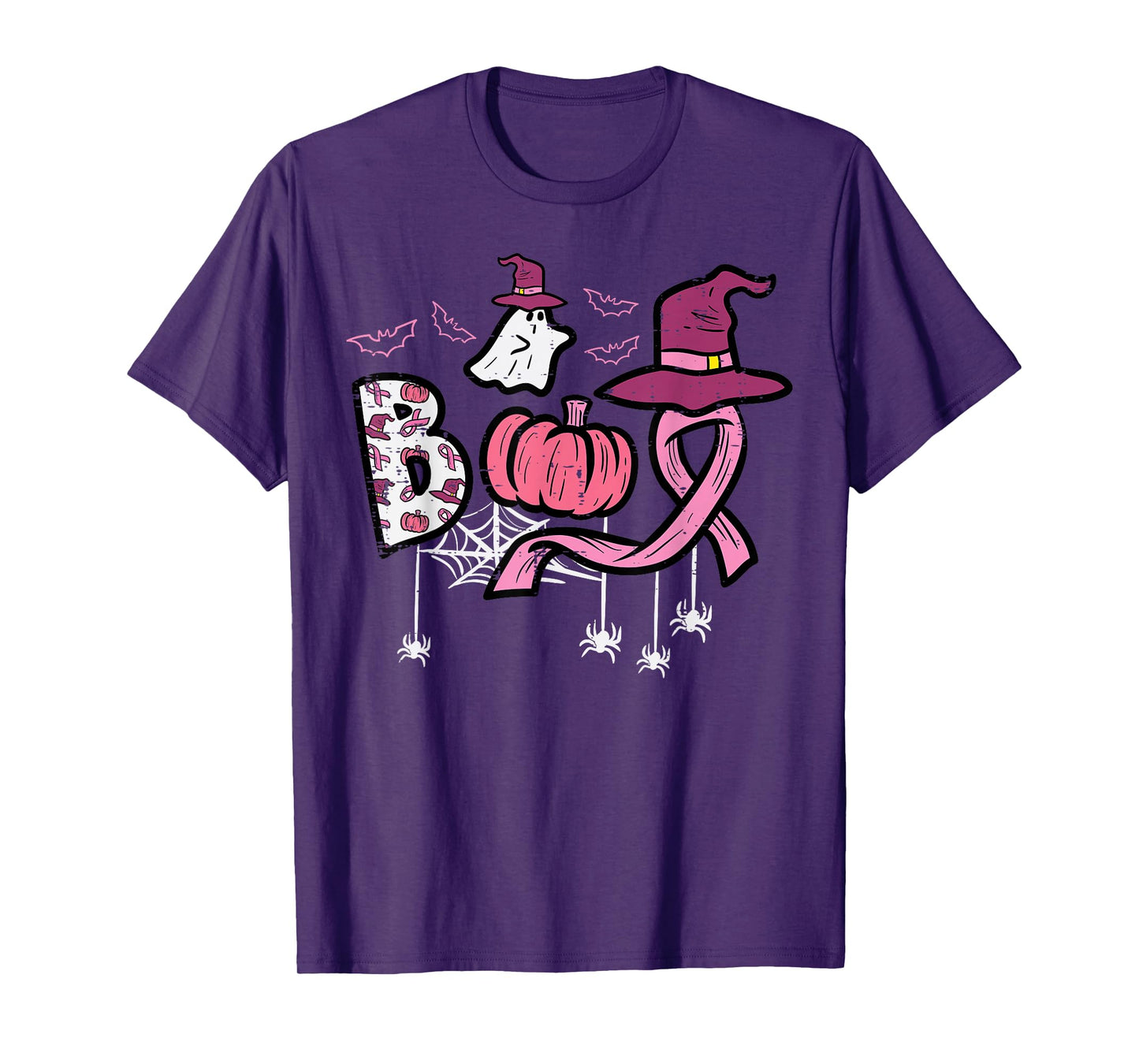 Breast Cancer Boo Halloween Pink Ribbon Aware Women Kids Men T-Shirt