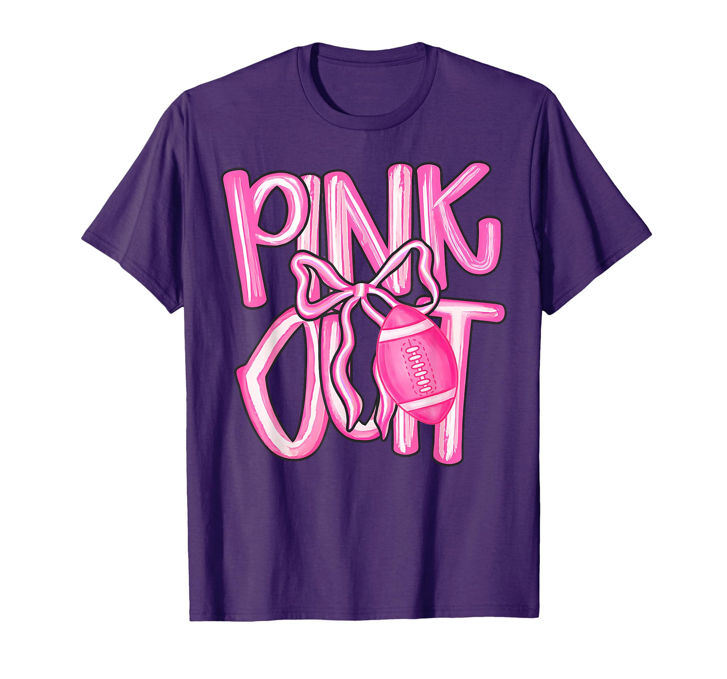 Pink Out Football Bow Preppy Breast Cancer Awareness Women T-Shirt