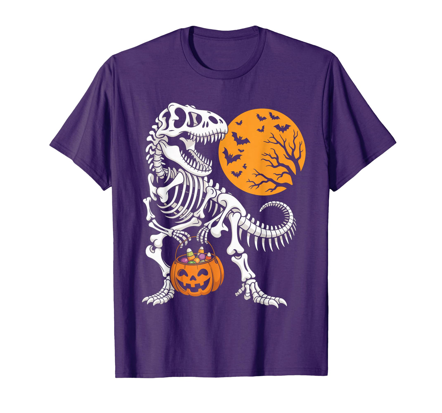 Halloween Boys Dinosaur Skeleton T rex Scary Pumpkin Spooky T-Shirt