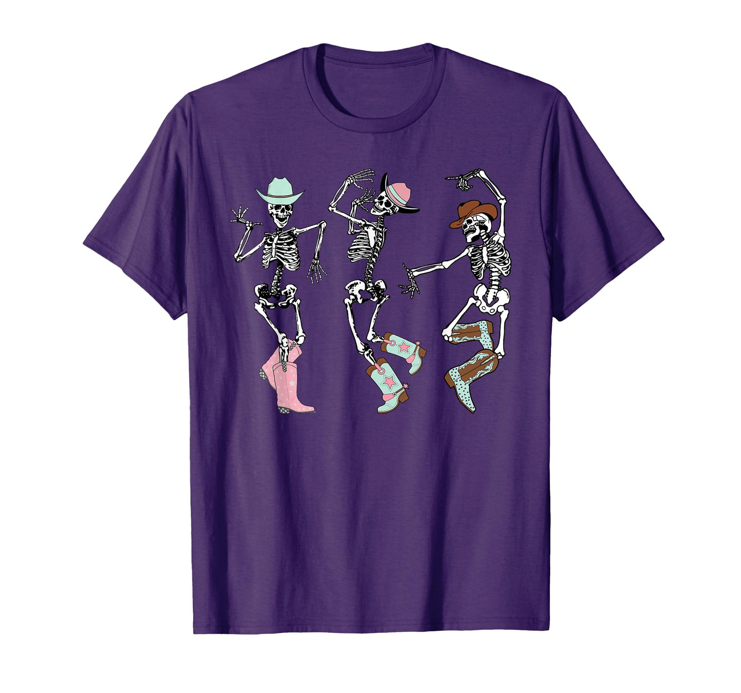 Boot Skeleton Dancing Cowboy Western Women Girls T-Shirt