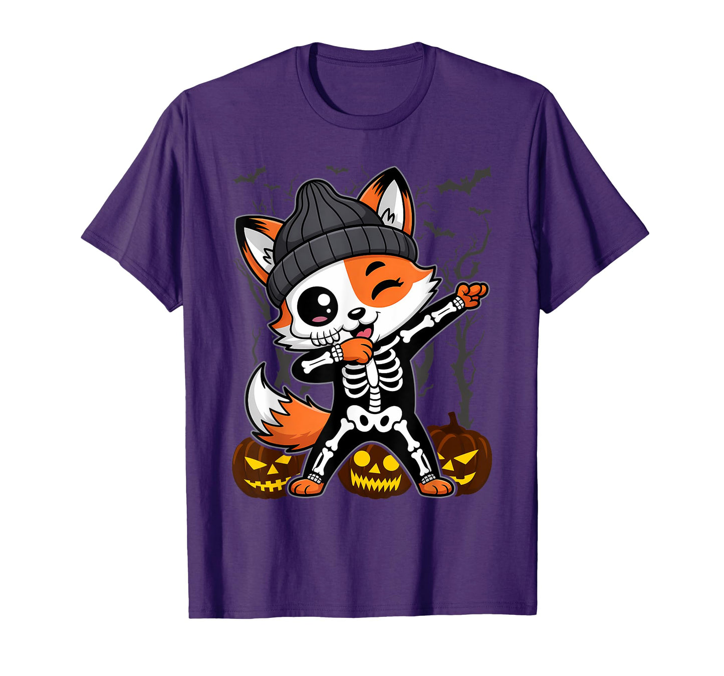 Halloween Skeleton Kids Women Men Fox T-Shirt