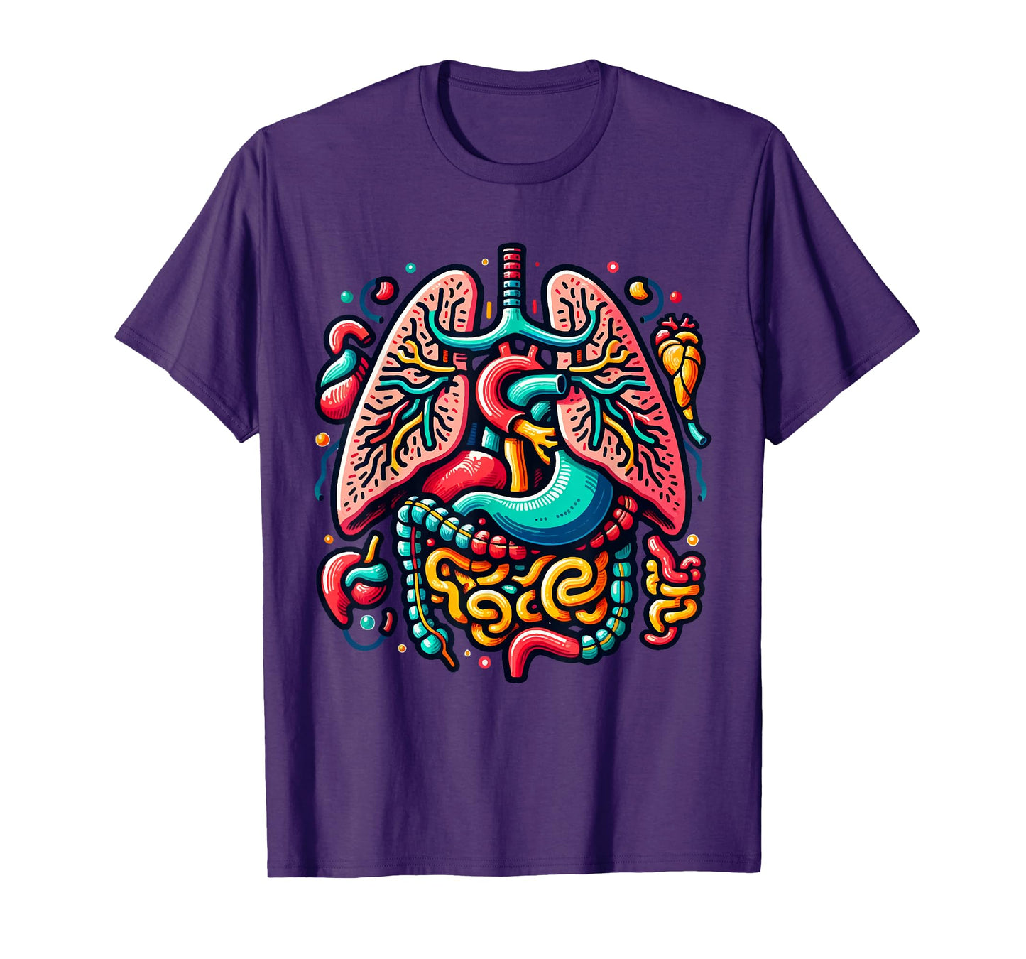 Colorful Human Body Anatomy Illustrated Internal Organs Art T-Shirt