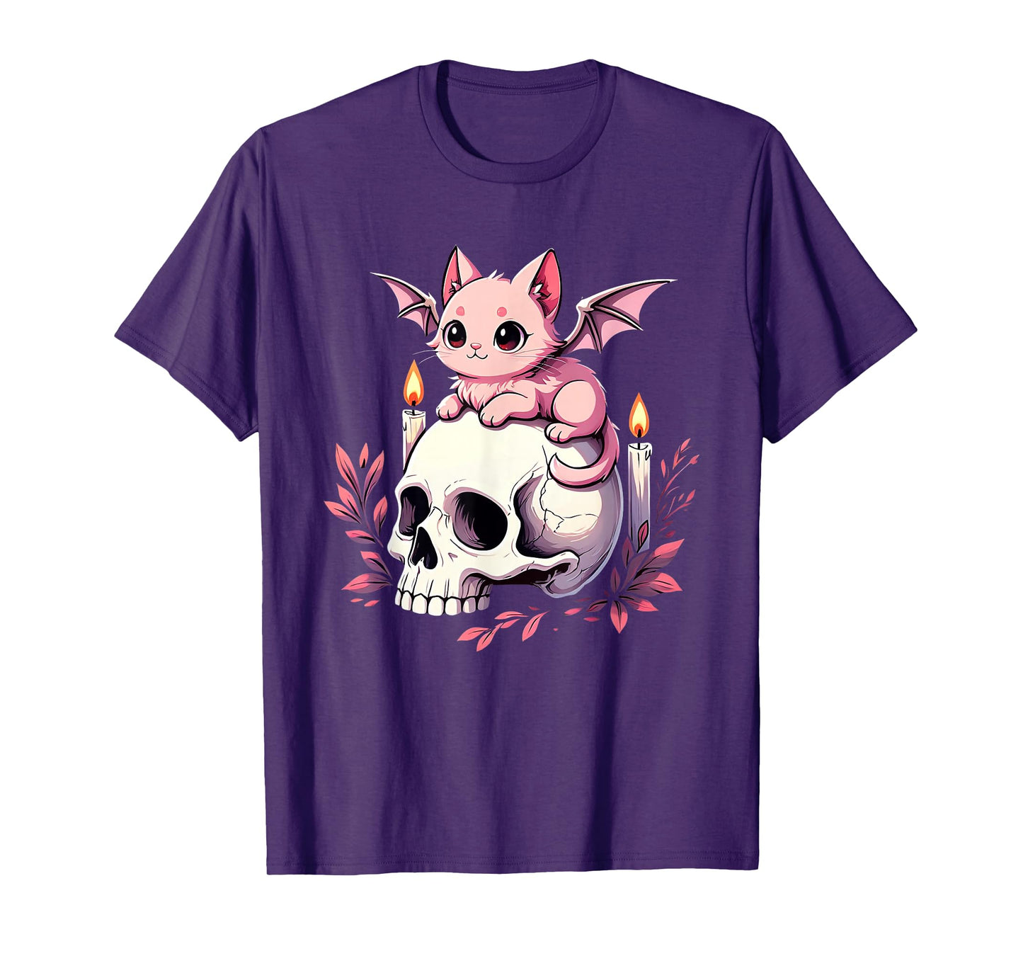 Cute Kawaii Pastel Goth Cat Bat Skeleton Spooky Men Women T-Shirt