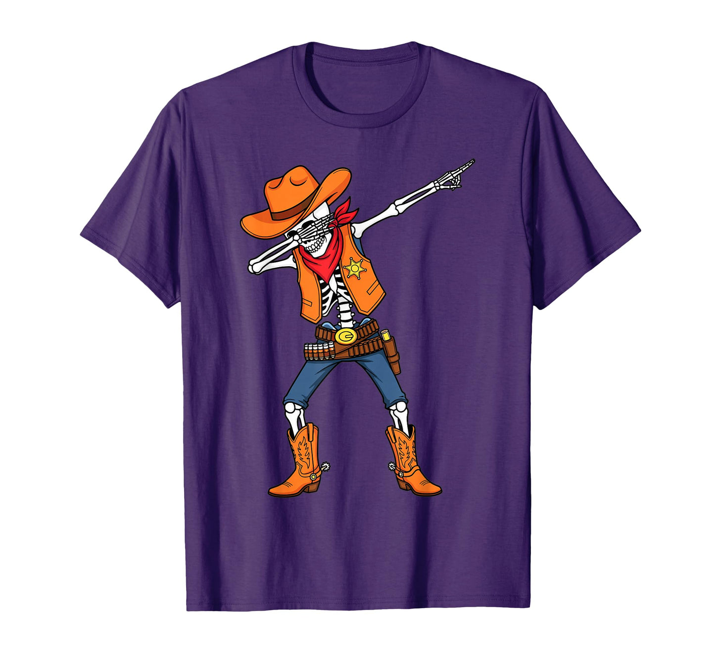 Sheriff Skeleton Cowboy Halloween Dabbing Wild West T-Shirt
