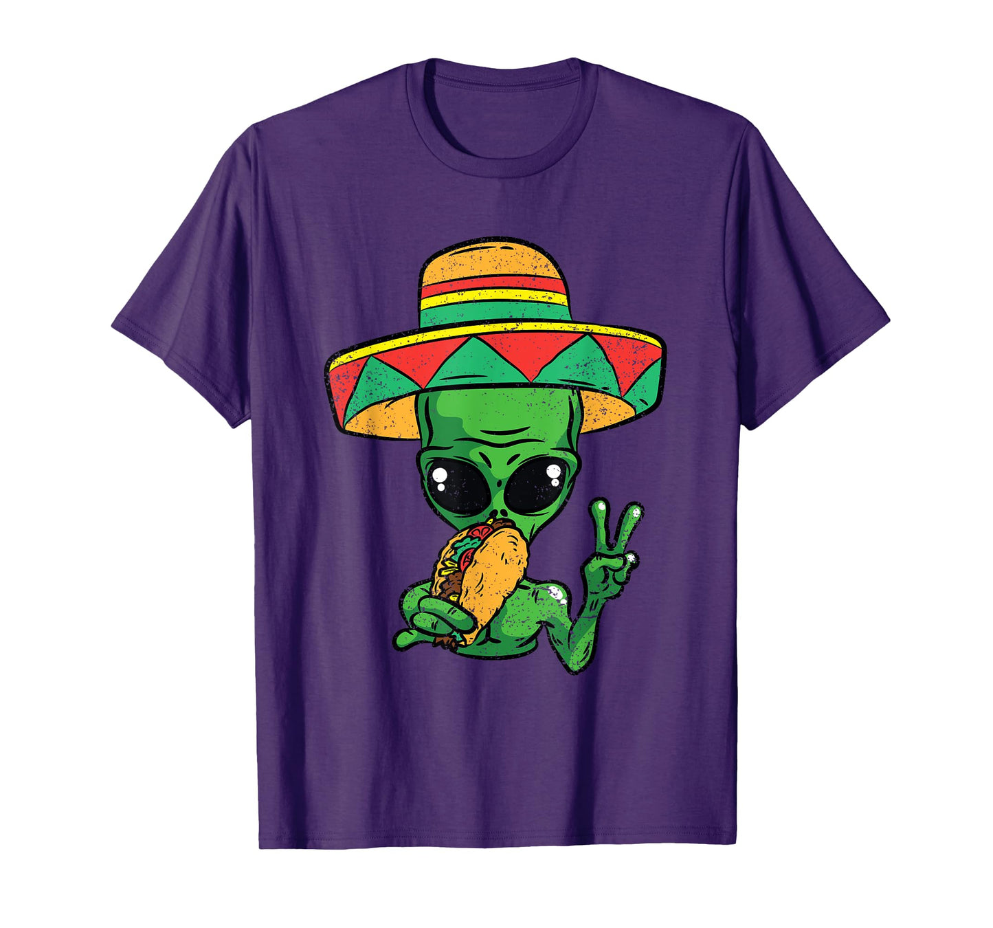 Alien Eating Taco Cinco De Mayo Sombrero Mexican Fiesta T-Shirt