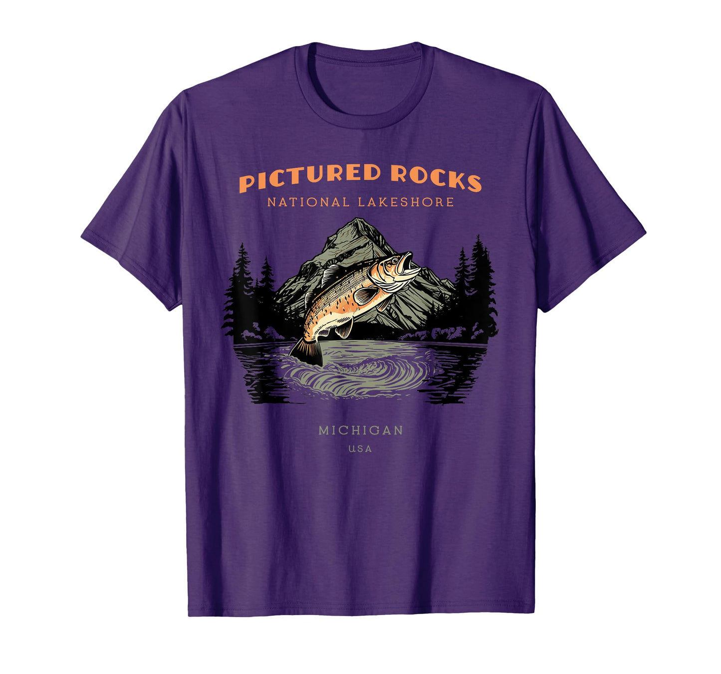 Pictured Rocks National Lakeshore Michigan Retro Vintage T-Shirt